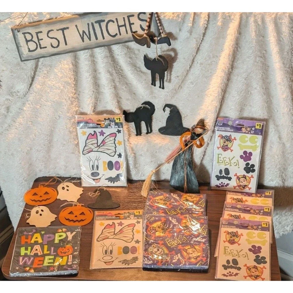Halloween Party Decor Lot Family Friendly Witch Paw Patrol Minnie Stickers Cats